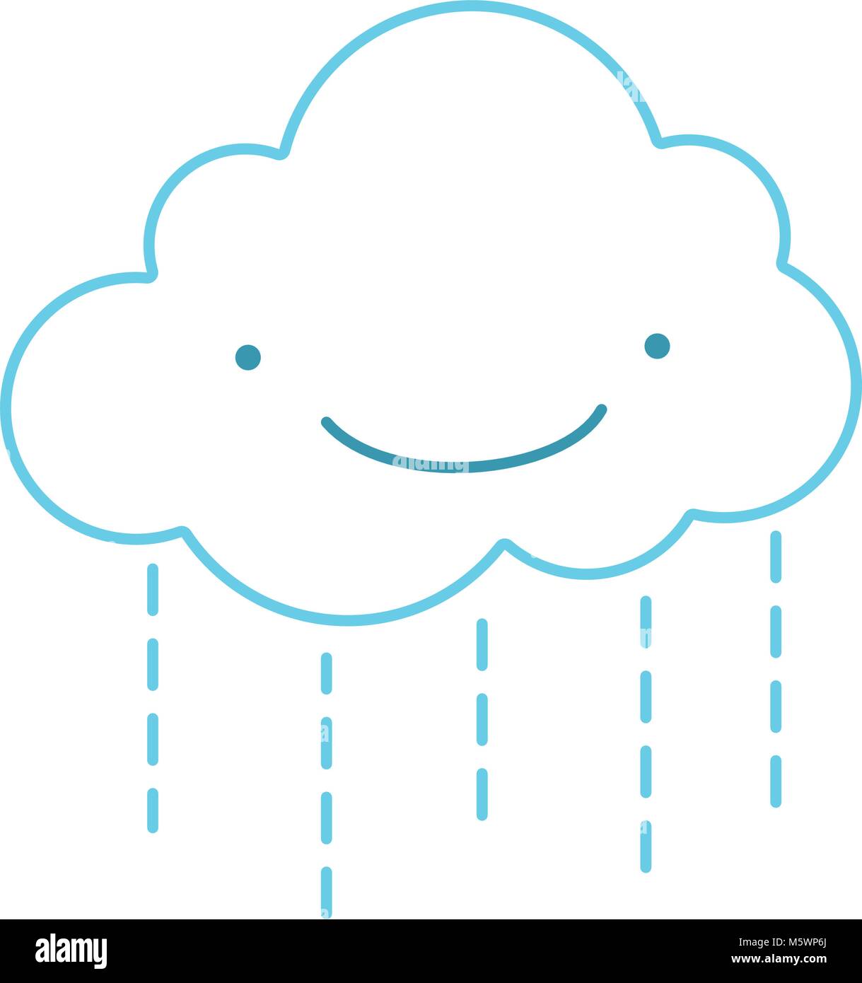 neon line kawaii happy cloud raining weather Stock Vector Image & Art ...