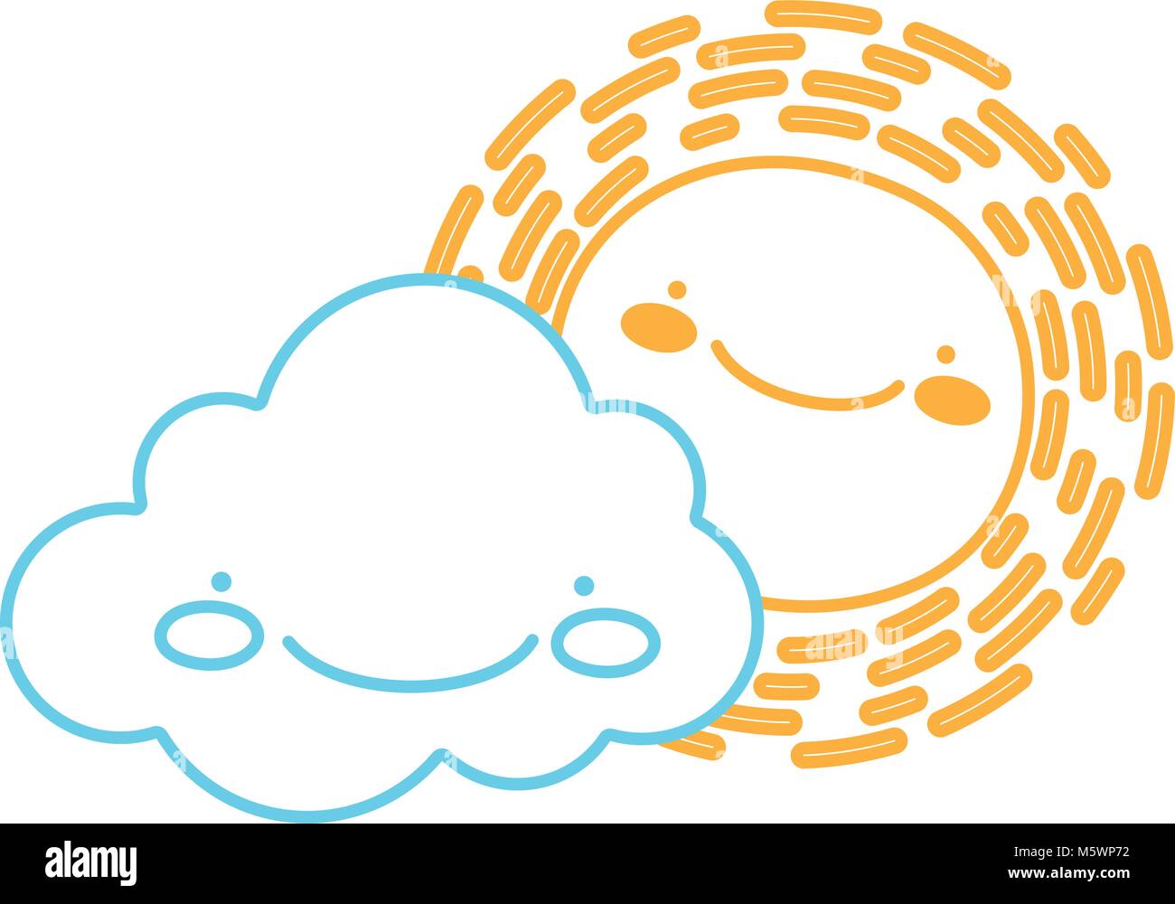 neon line happy sun with cloud kawaii natural weather Stock Vector ...