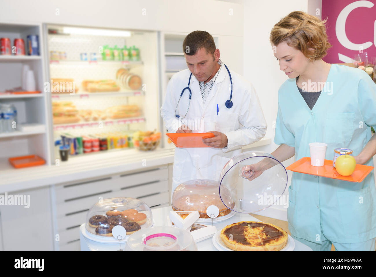 medical staff in modern hospital canteen Stock Photo Alamy