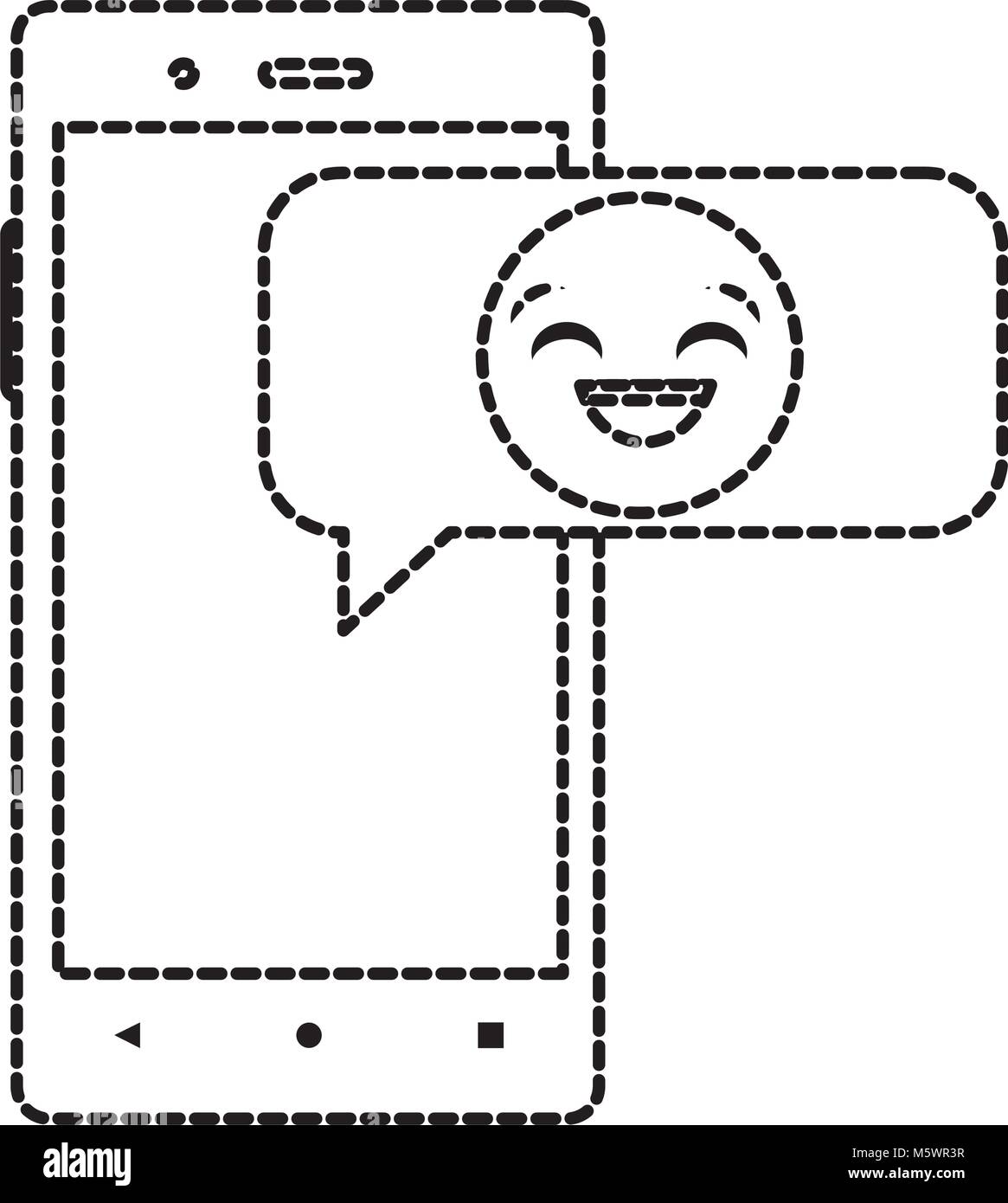 dotted shape smartphone with emoji happy laugh chat Stock Vector Image ...