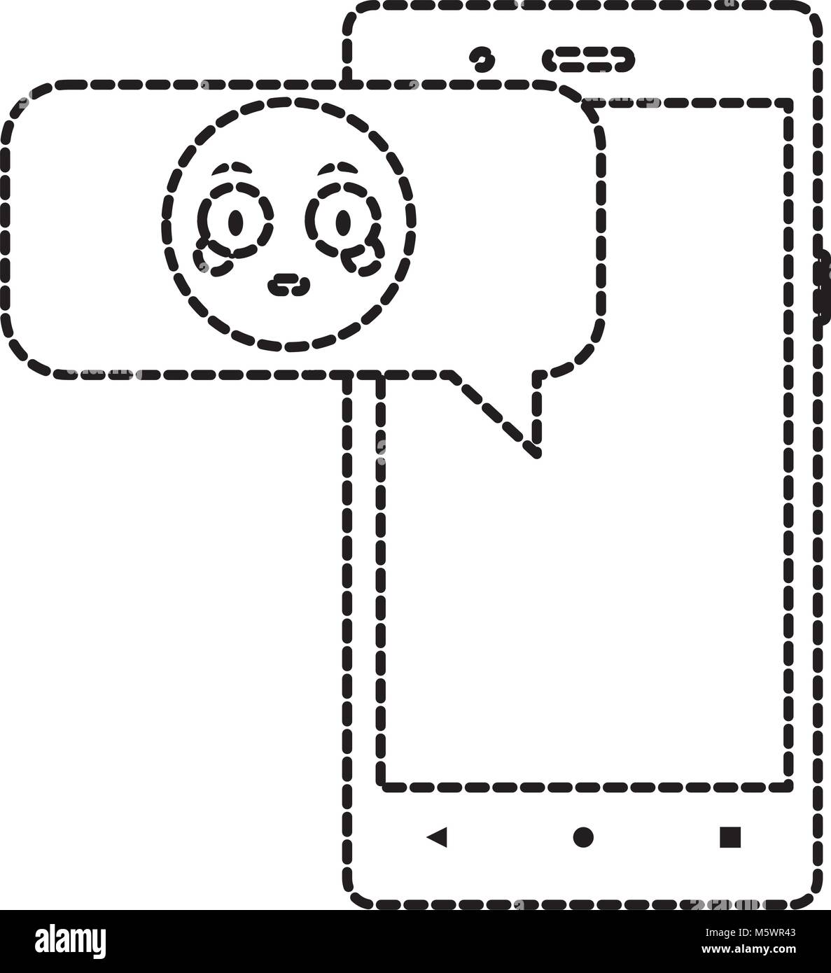 dotted shape smartphone with emoji surprised face chat Stock Vector ...