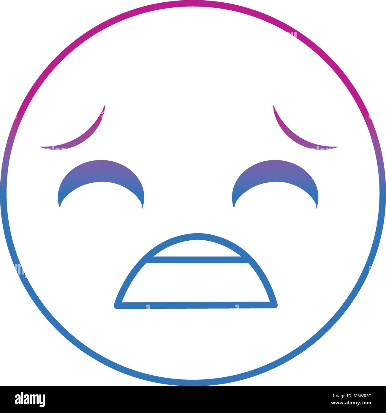 degraded line pity face gesture emoji expression Stock Vector