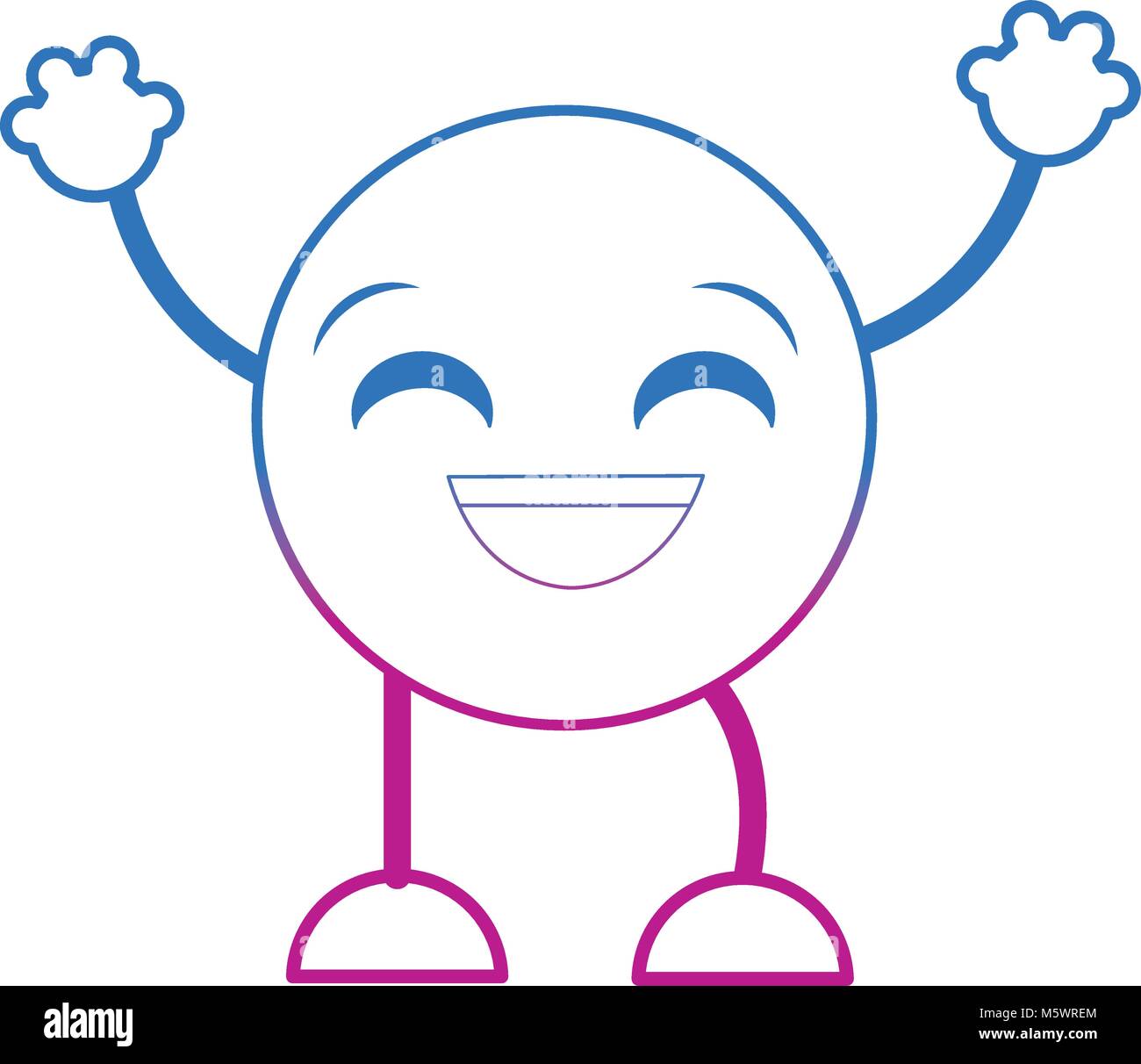 degraded line laugh emoji expression with arms and legs Stock Vector ...