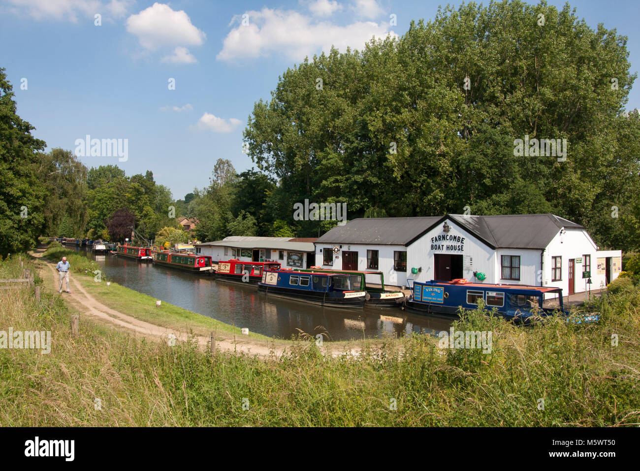 River Wey Navigation & Farncombe Boathouse, Godalming, Surrey Stock Photo