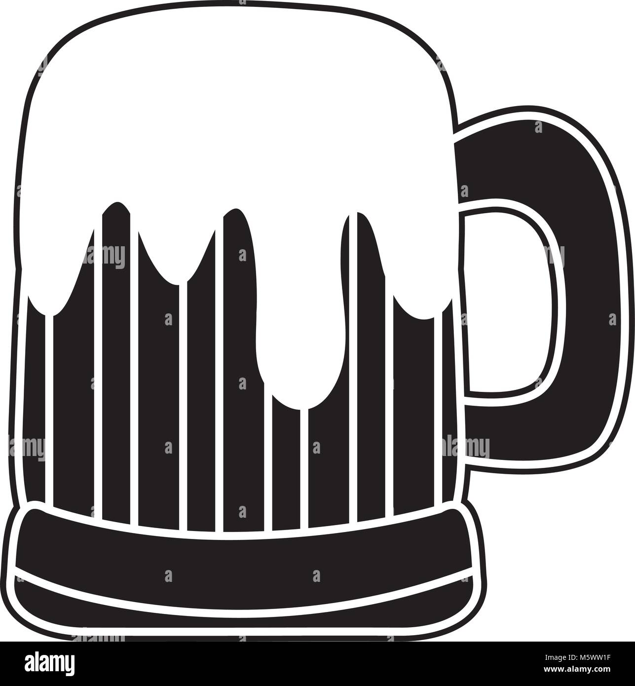 silhouette beer alcohol glass beverage to celebration Stock Vector