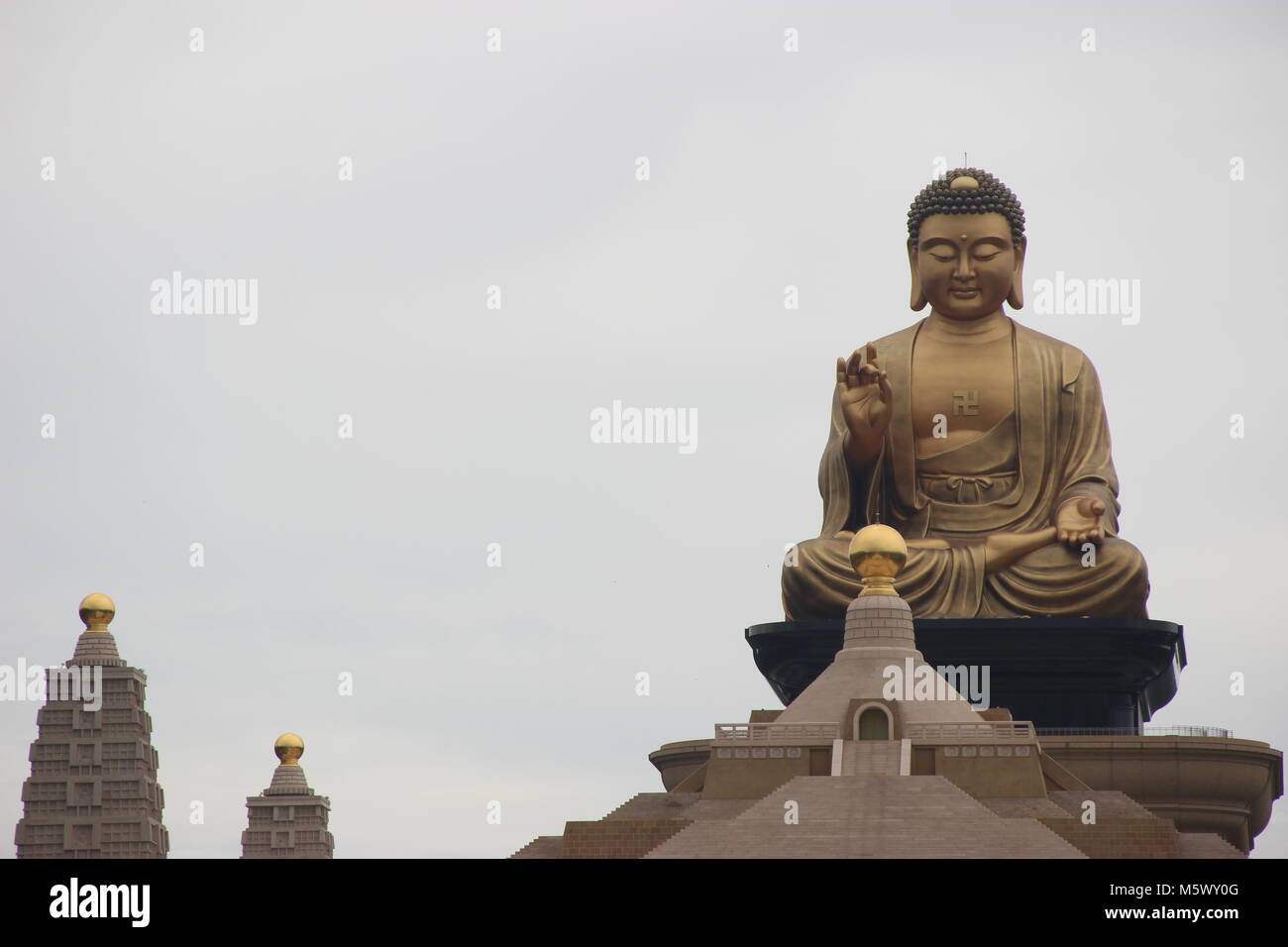 Landscape shot of the Big Buddha statue at Kaoshiung Fo Guang Shan. Stock Photo