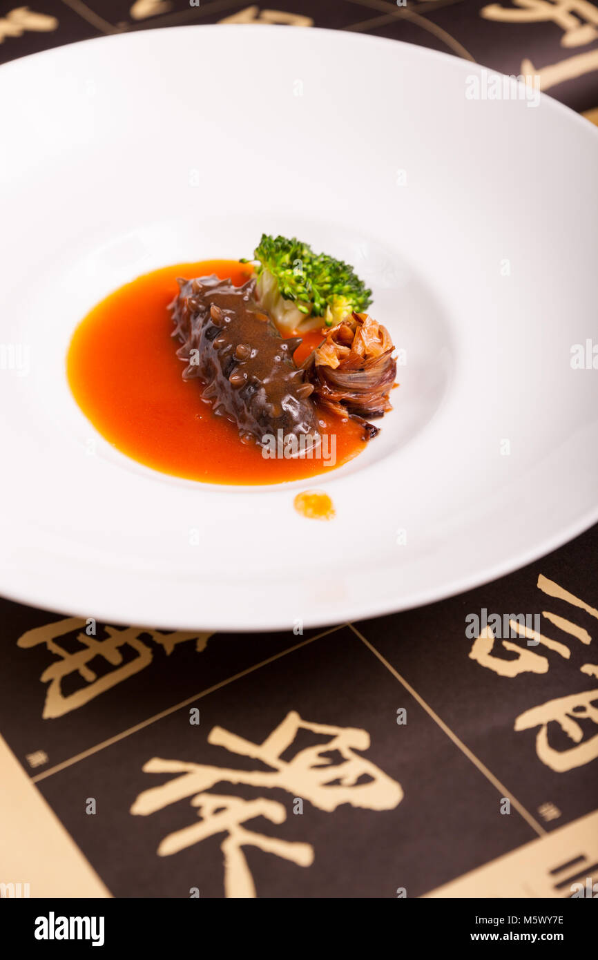China dishes, sea cucumber on the disk Stock Photo Alamy