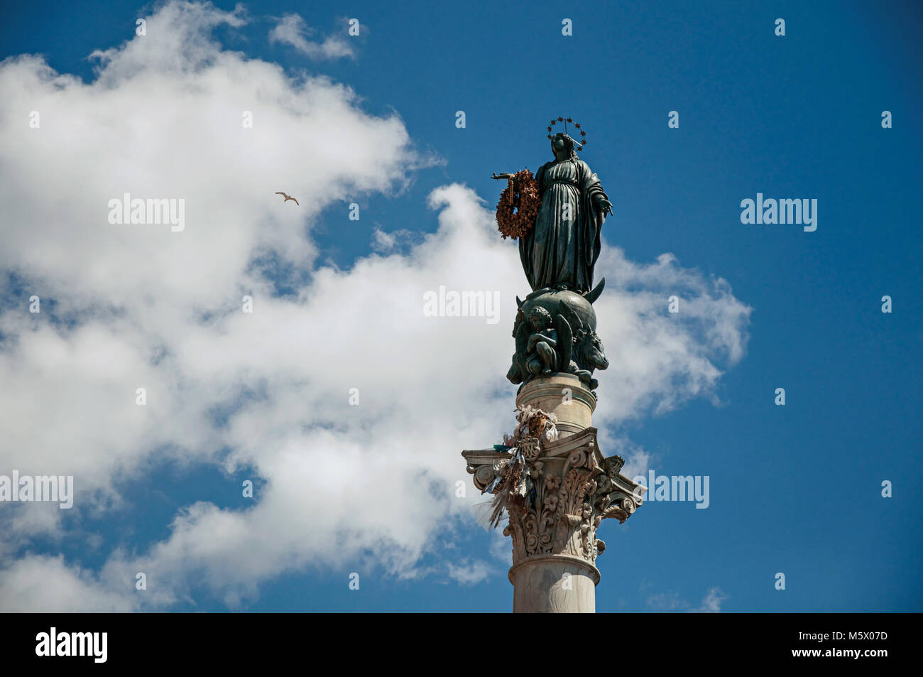 Overview sculpture over the Column of the Immaculate Conception in Rome