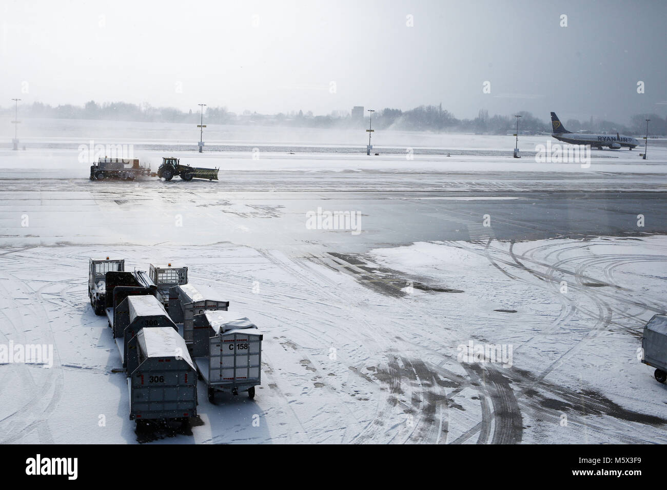 Charleroi, Belgium. 26th February 2018. Airplanes on the runway are