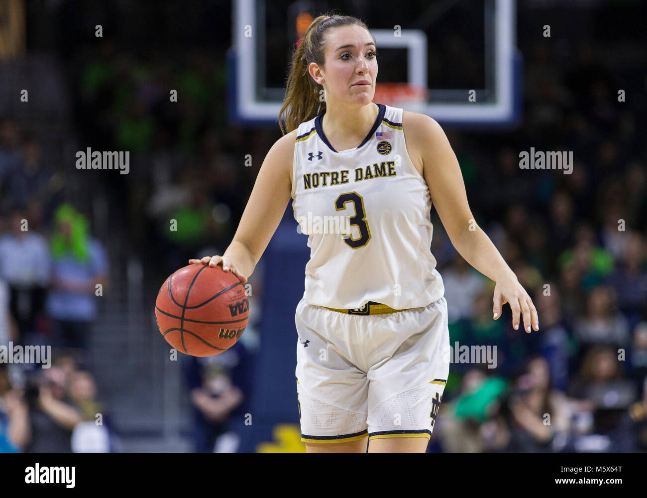 South Bend, Indiana, USA. 25th Feb, 2018. Notre Dame guard Marina