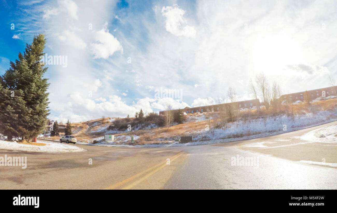 Driving through Mountain terrain in the Winter Stock Photo - Alamy