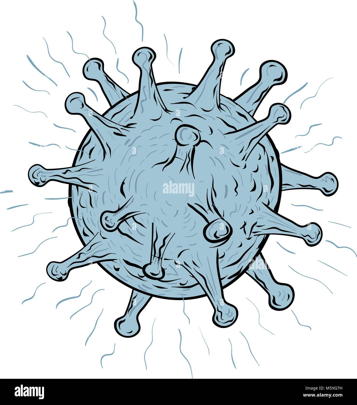 Drawing sketch style illustration of a virus, a small infectious agent