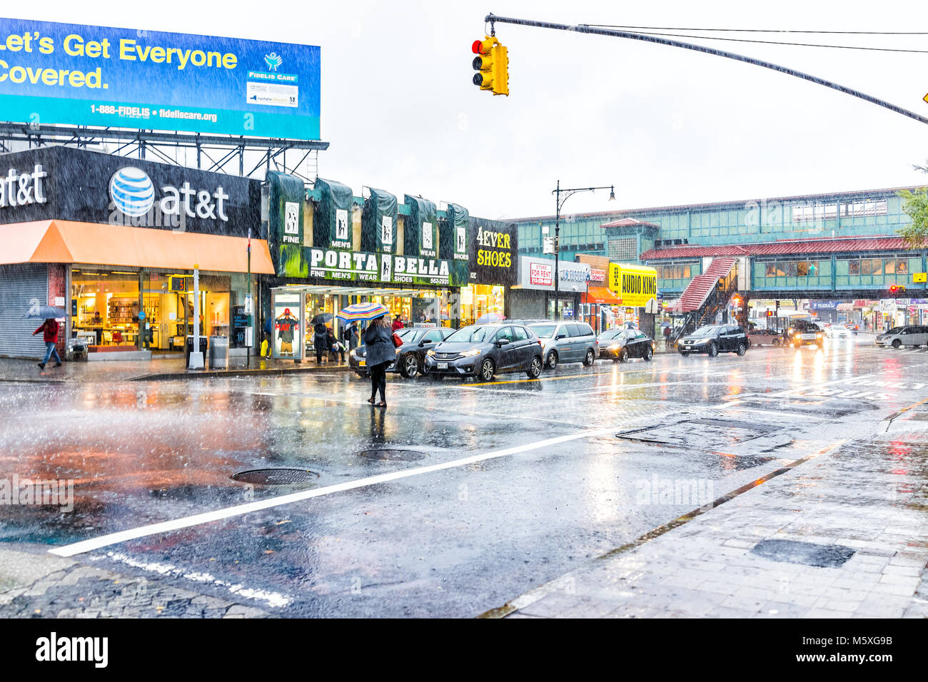 Bronx, USA October 29, 2017 Road street in Fordham Heights center