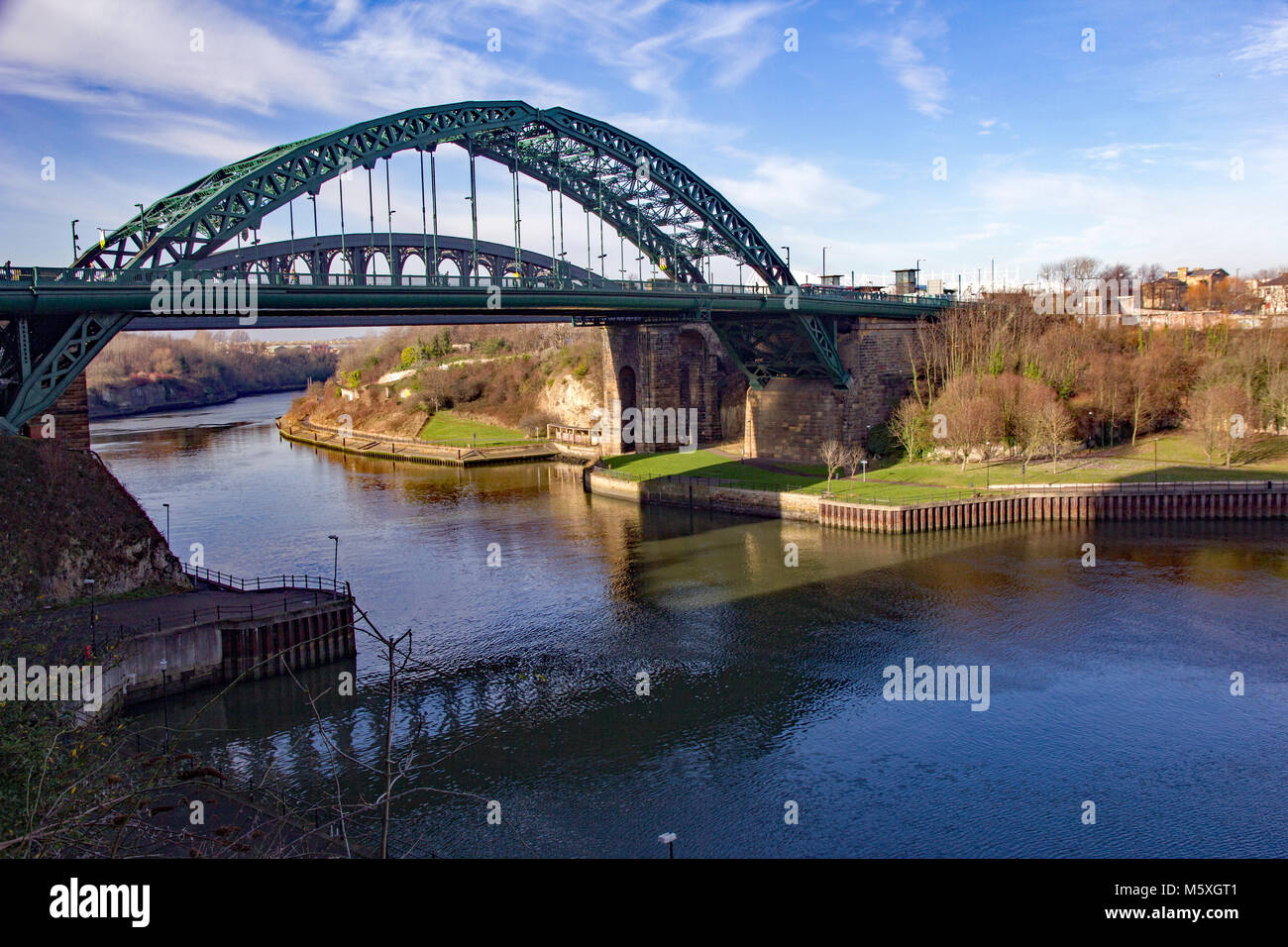 Sunderland’s iconic Wearmouth Bridge above the River Wear and the