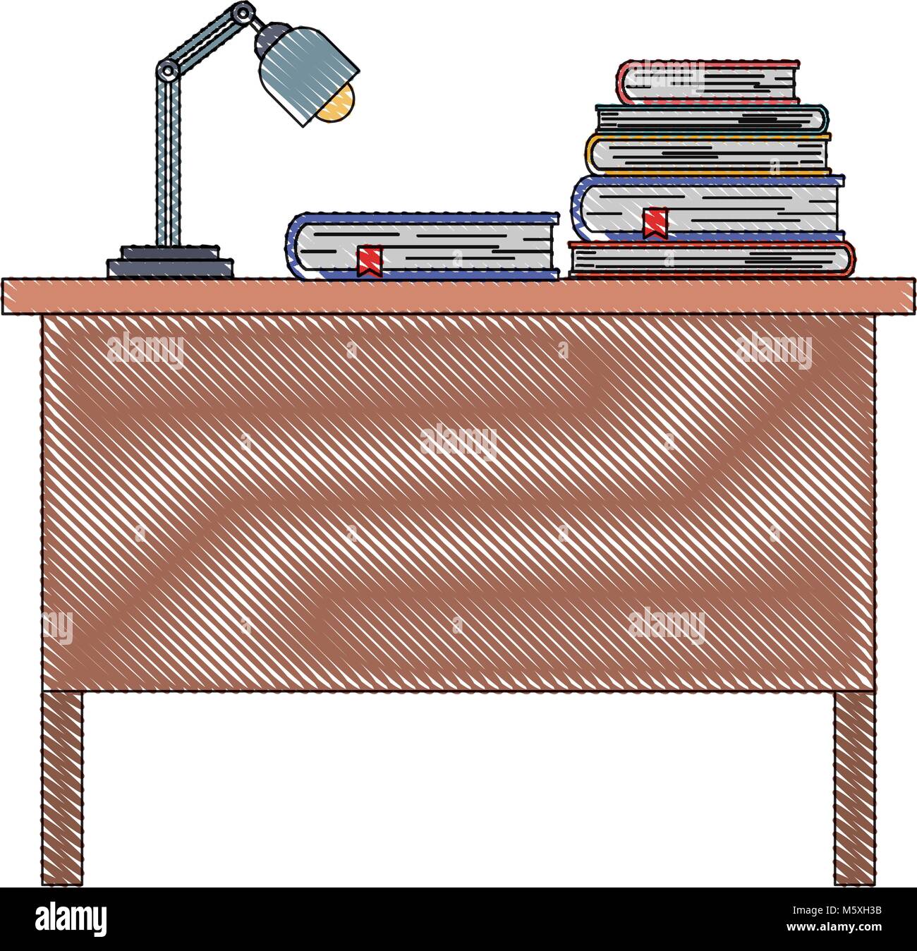 teacher desk with books and lamp Stock Vector Image & Art Alamy
