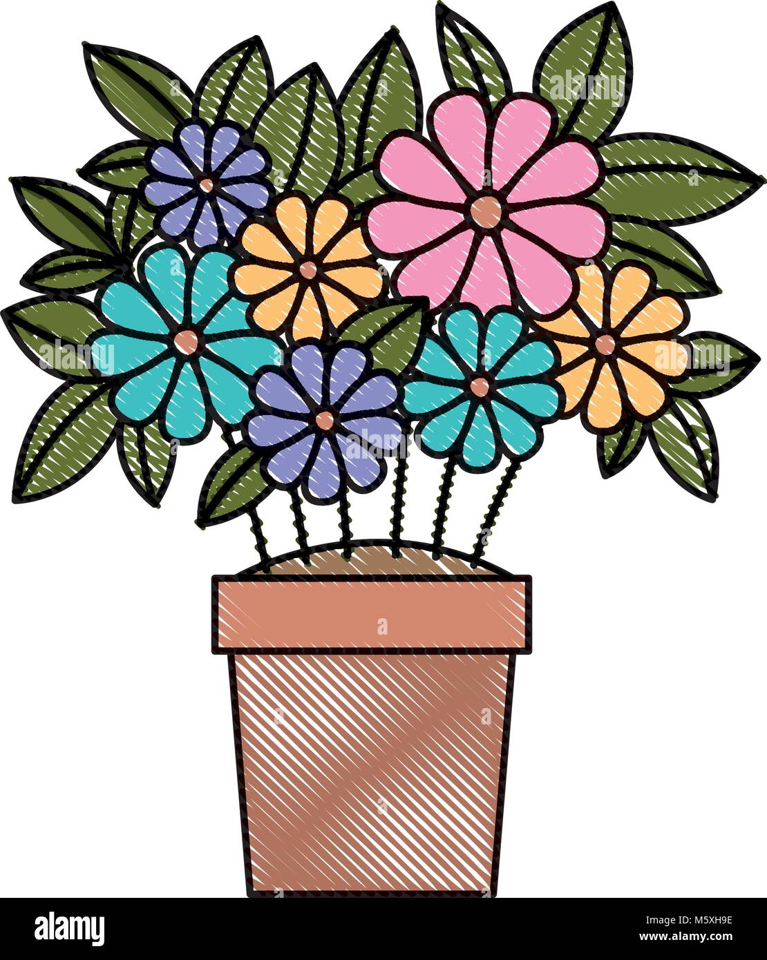 flowers in pot floral decoration Stock Vector Image & Art - Alamy