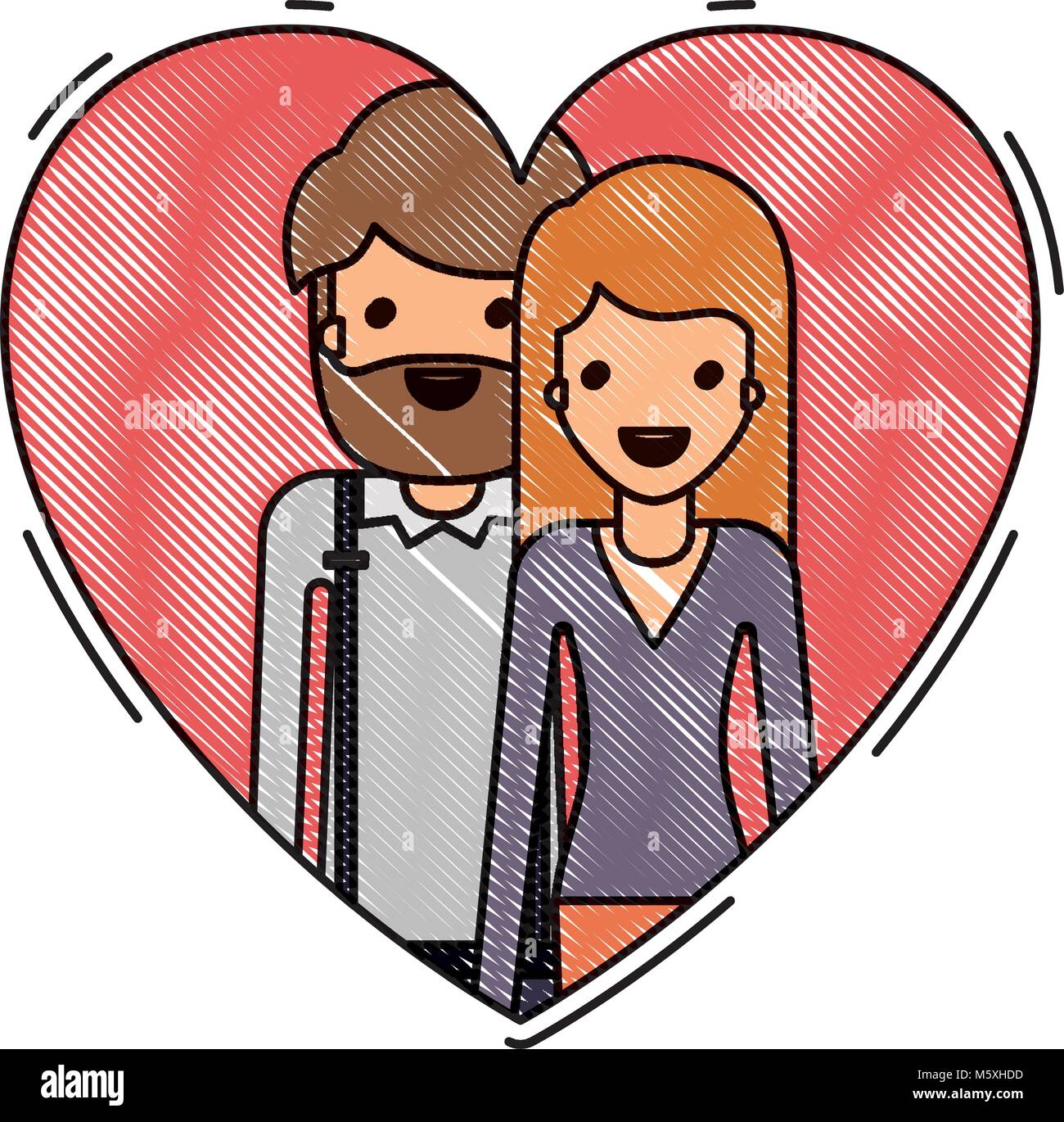 couple inside heart characters Stock Vector Image & Art - Alamy