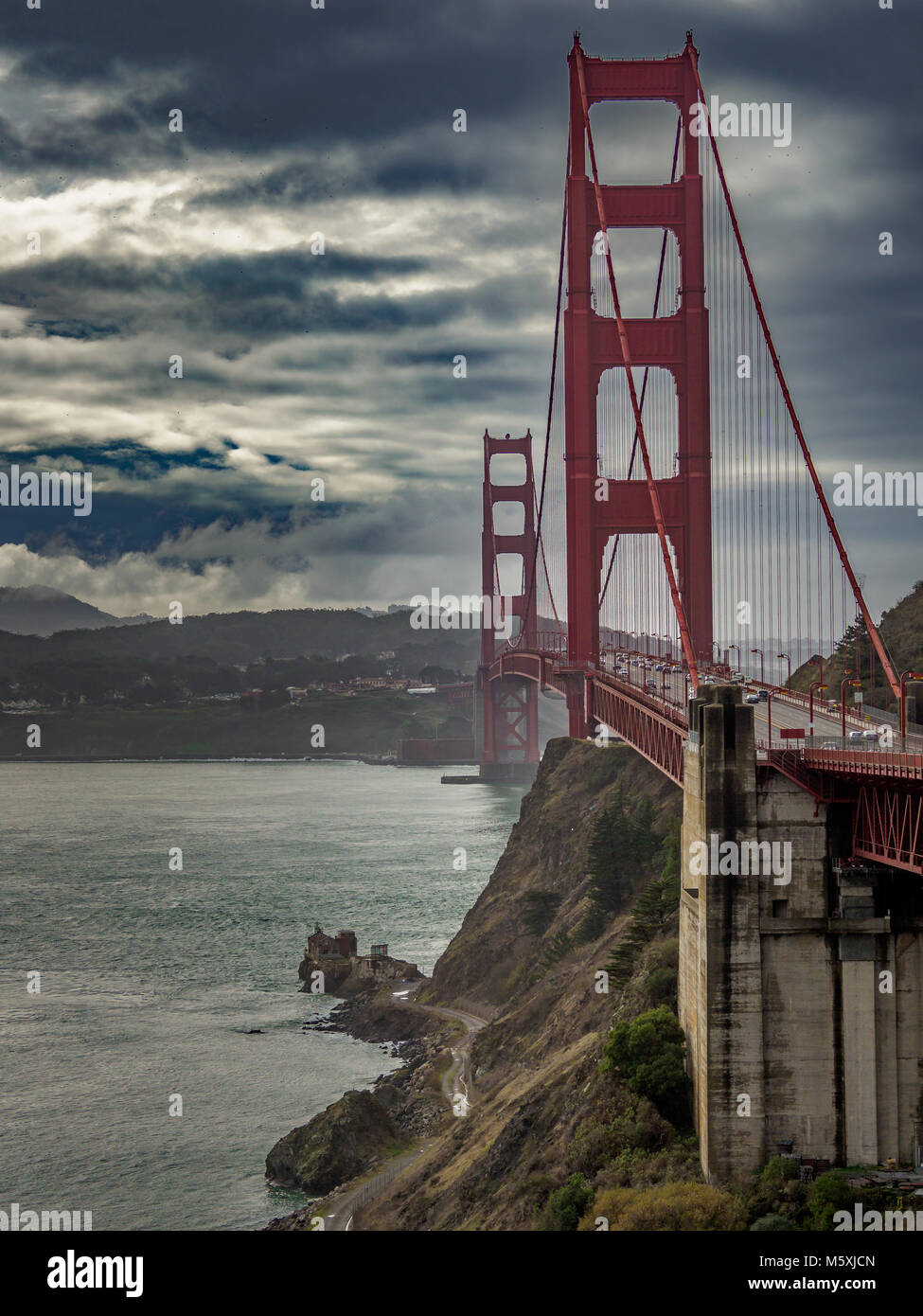 Sea mist clings to the Golden Gate Bridge, San Francisco, California Stock Photo