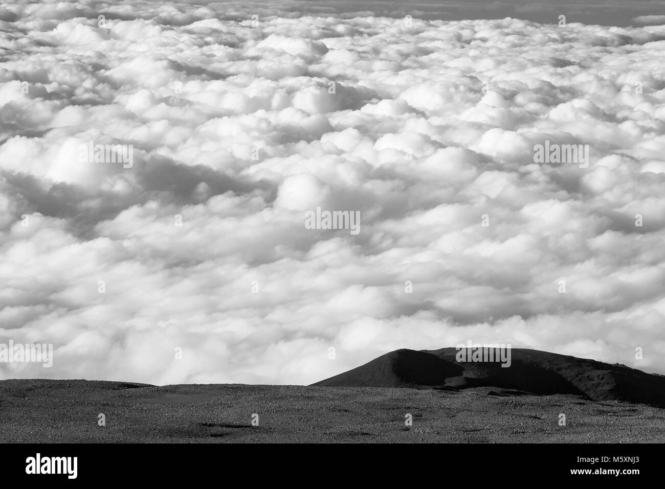 A sea of clouds below the summit of Mauna Kea, The Big Island, Hawaii