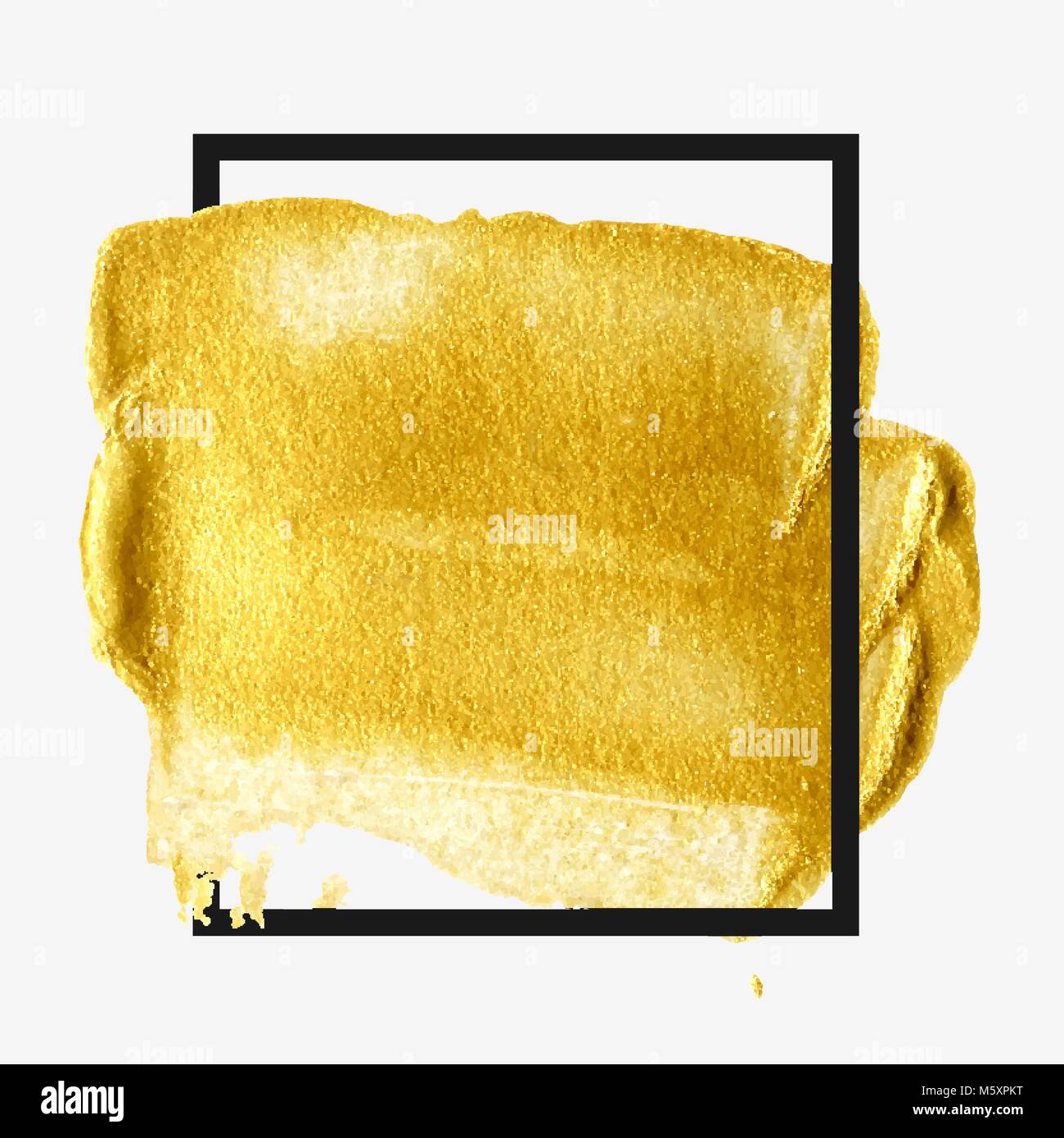 Gold hand drawn paint brush stroke isolated Stock Vector Image & Art ...