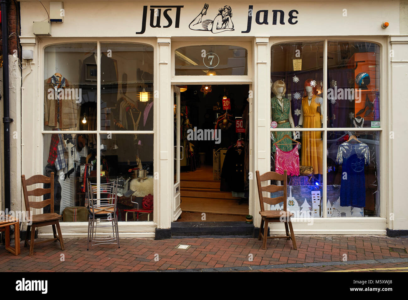 Just Jane vintage clothing shop in the old quarter of Margate Stock Photo