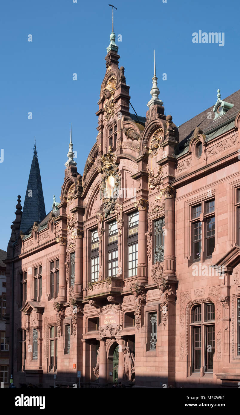 Heidelberg, Alte Universität, Universitäts-Bibliothek, Fassade 1905 von Josef Durm erbaut Stock Photo