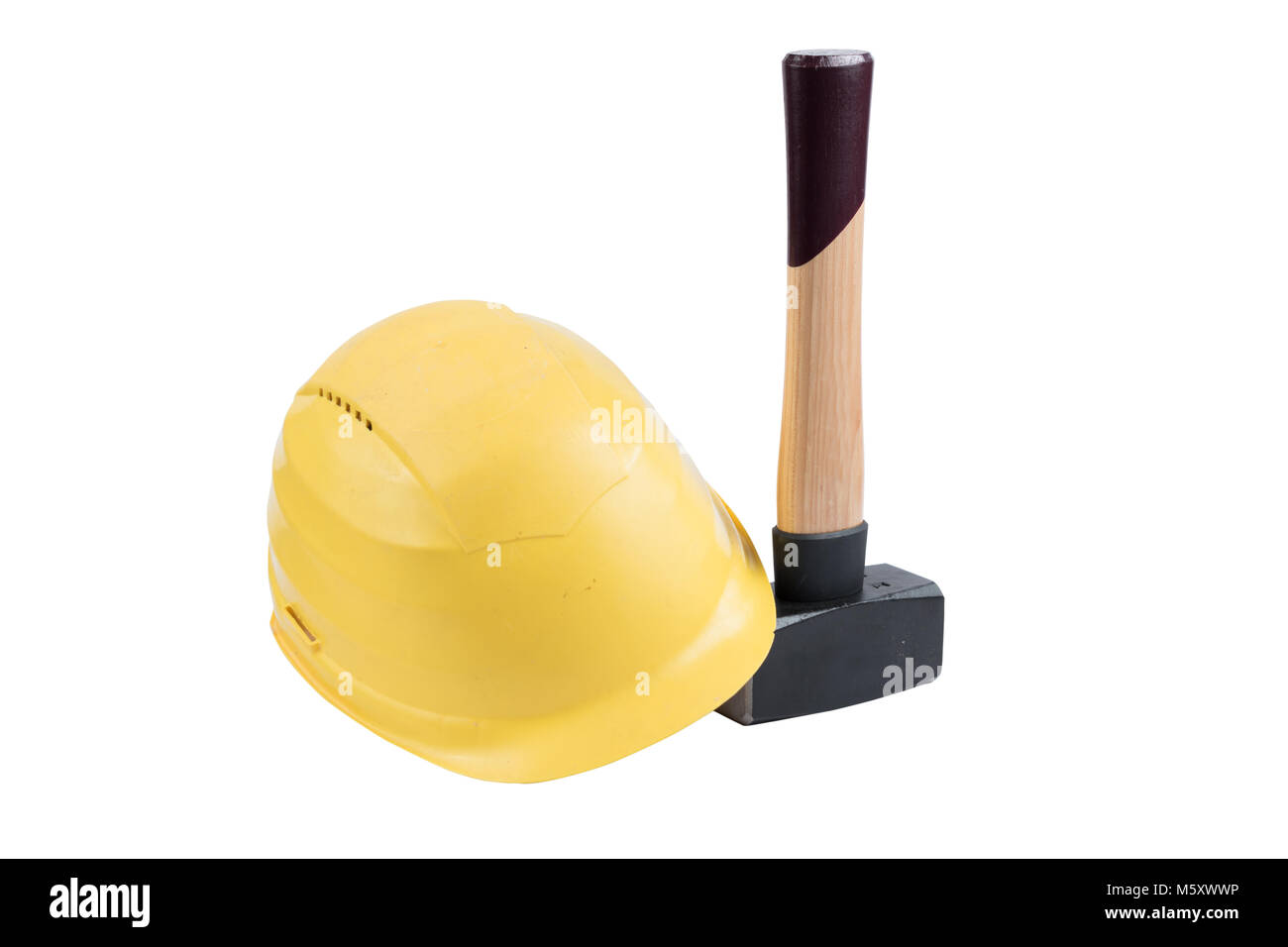 Yellow Construction Hard Hat protection flashlight off Stock Photo - Alamy