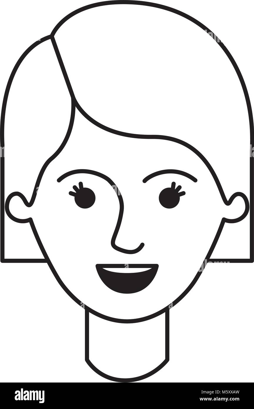 female face with short hair in monochrome silhouette Stock Vector