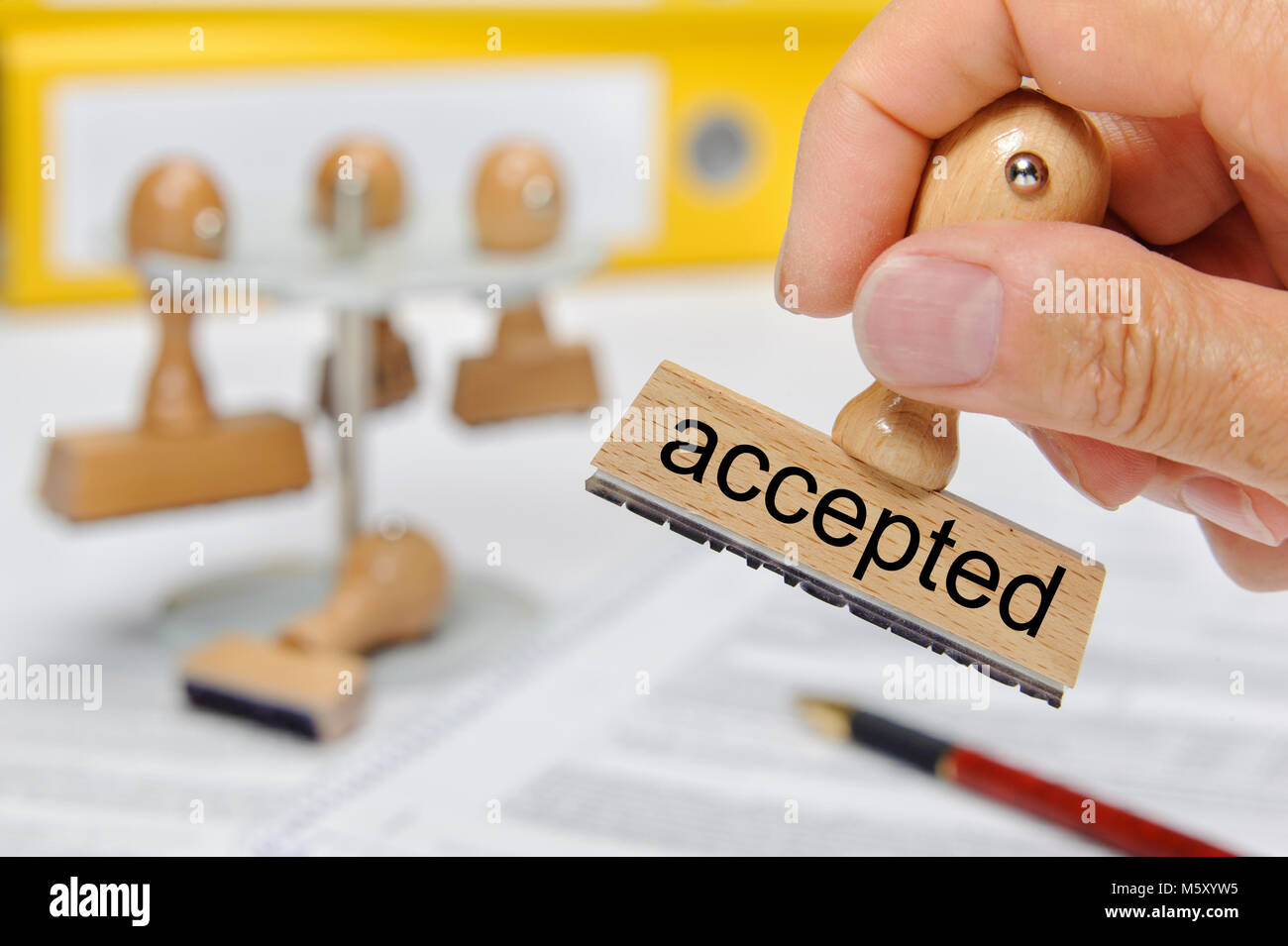accepted printed on rubber stamp Stock Photo