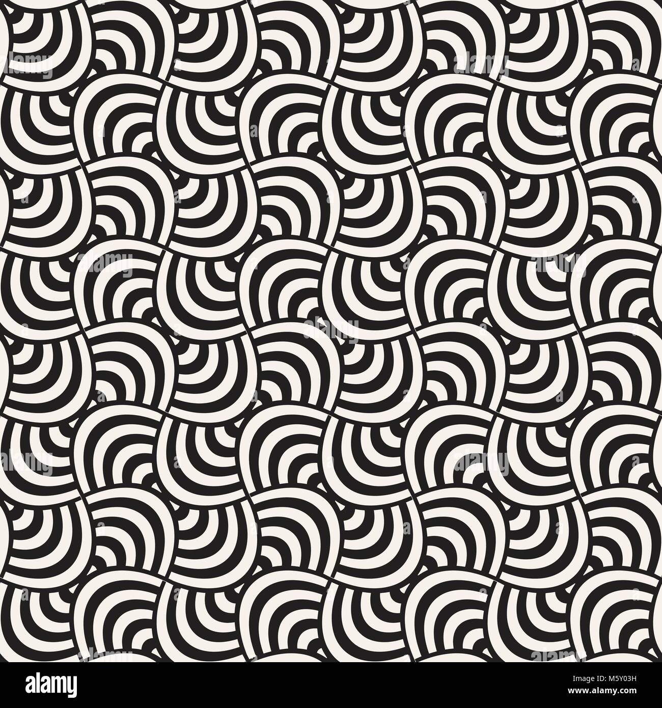 Vector geometric seamless pattern with curved shapes grid. Abstract ...