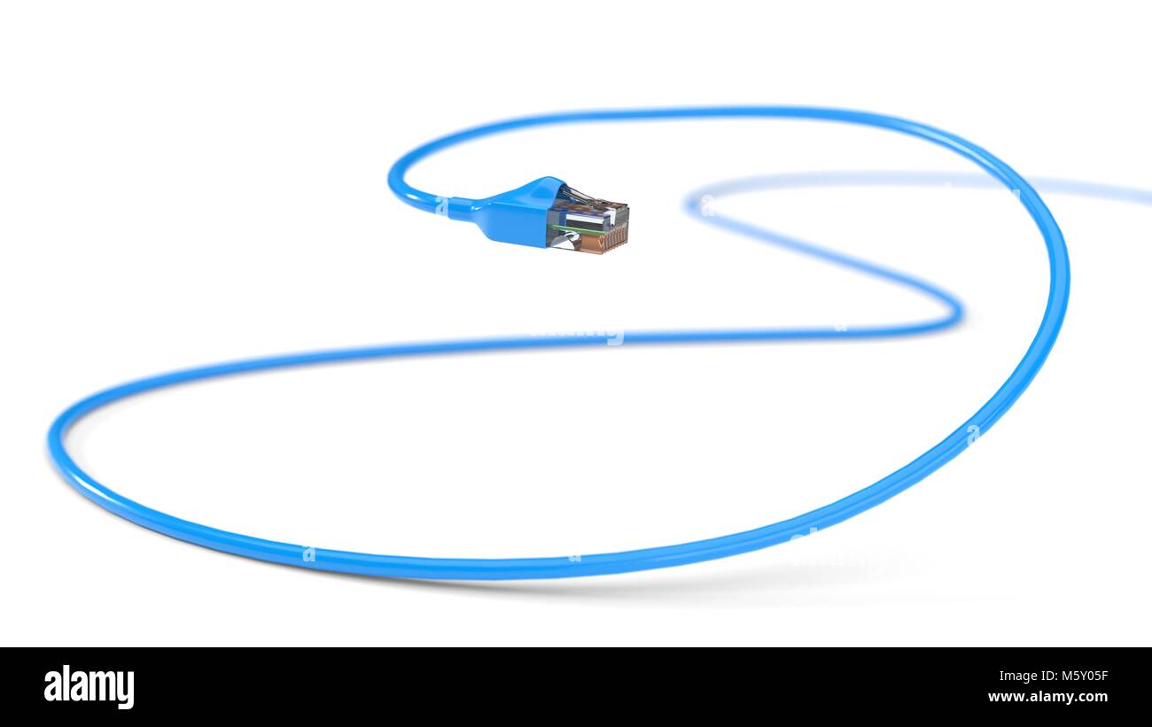 blue cables. conceptual 3d illustration of cable and