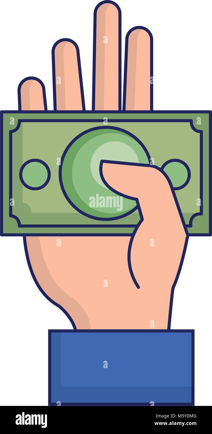 hand with bills dollar money icon Stock Vector Image & Art - Alamy