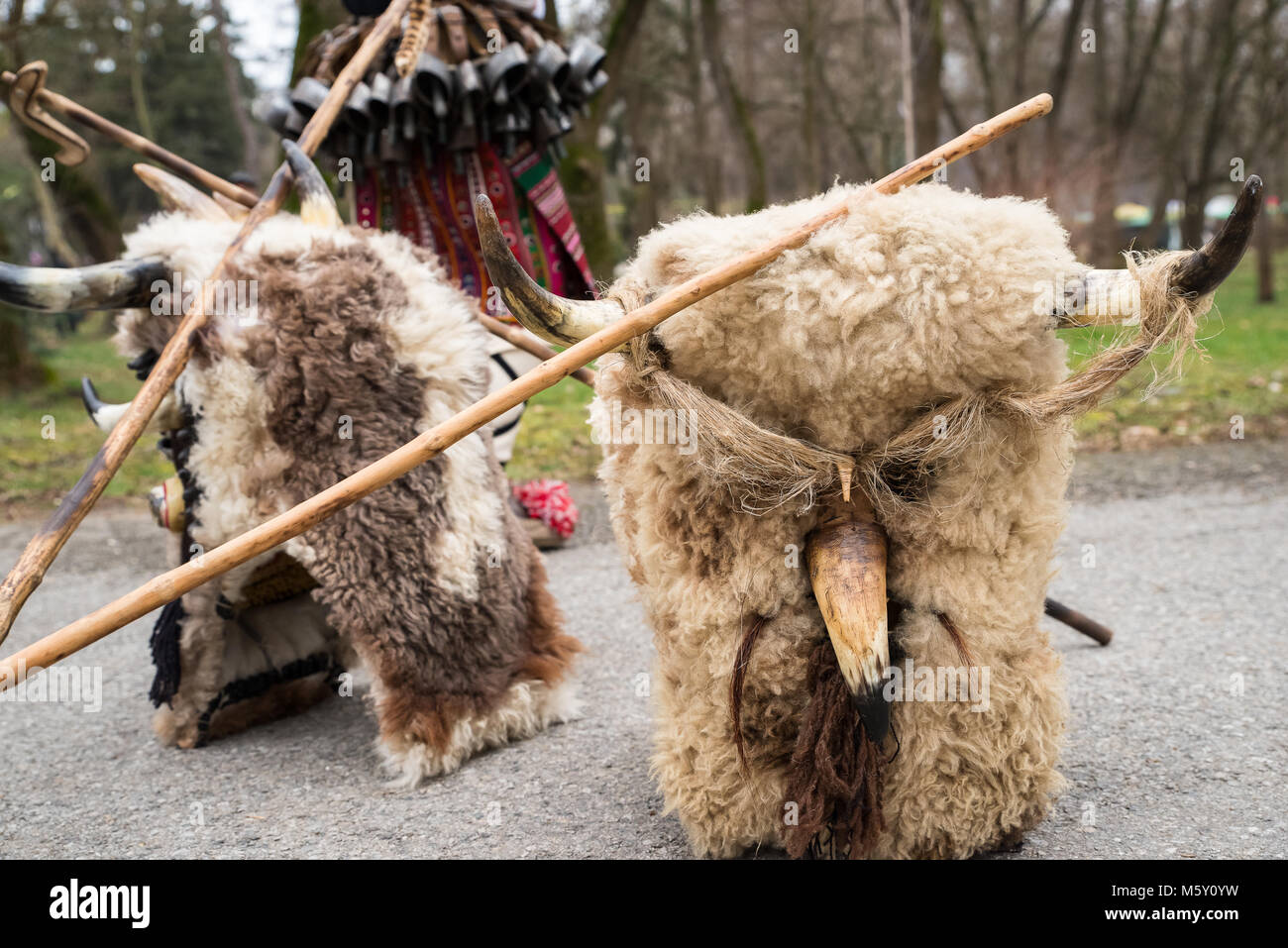 Traditional Kukeri mask from a masquerade festival Stock Photo