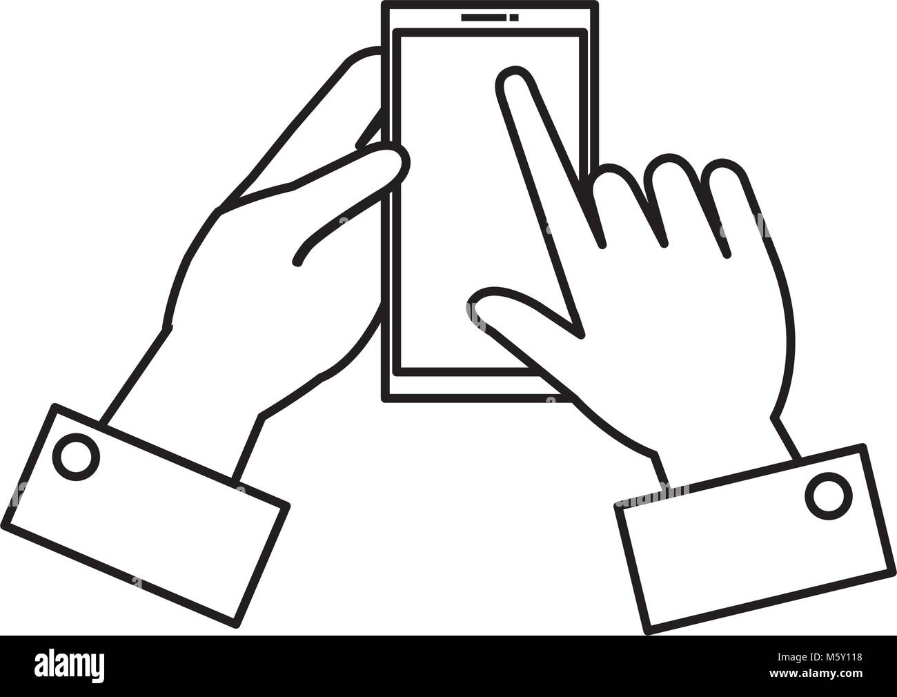 hands with smartphone device isolated icon Stock Vector Image & Art - Alamy