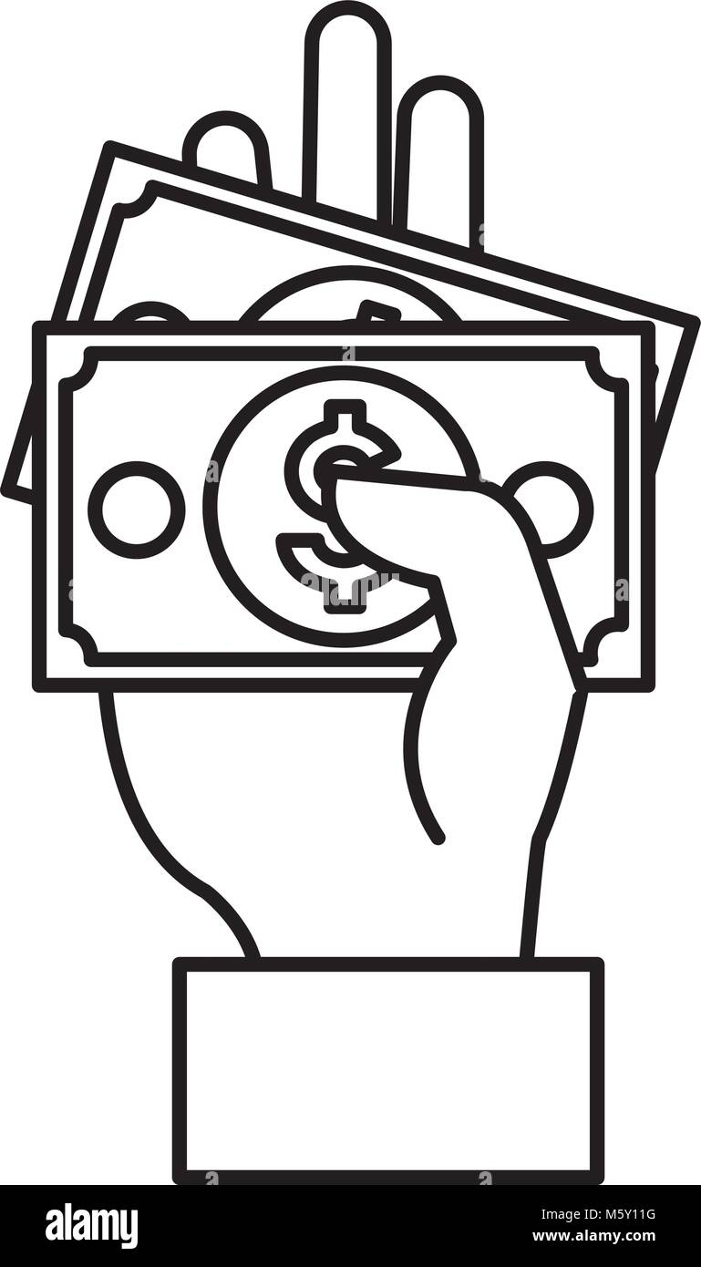 hand with bills dollar money icon Stock Vector Image & Art - Alamy