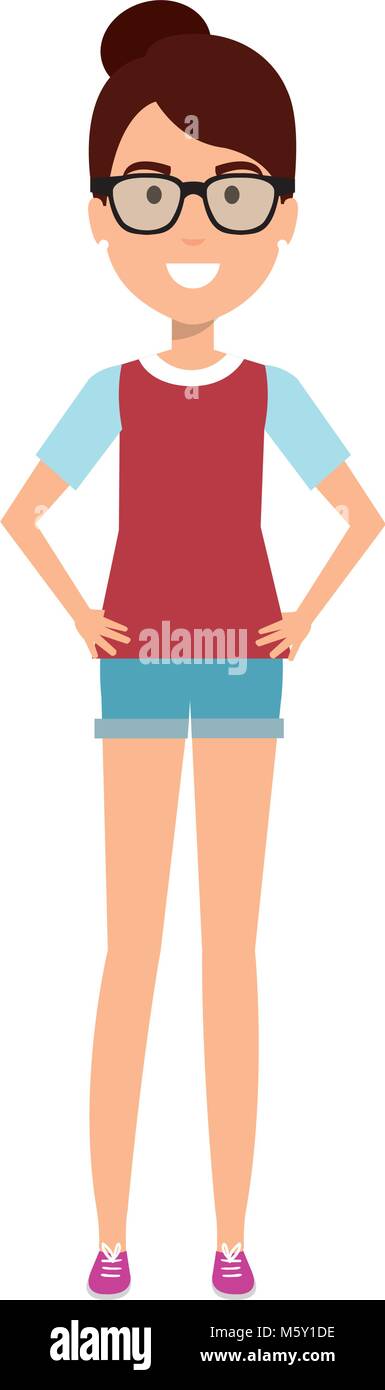 beautiful and young woman with glasses character Stock Vector Image ...