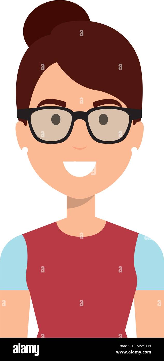 beautiful and young woman with glasses character Stock Vector Image ...