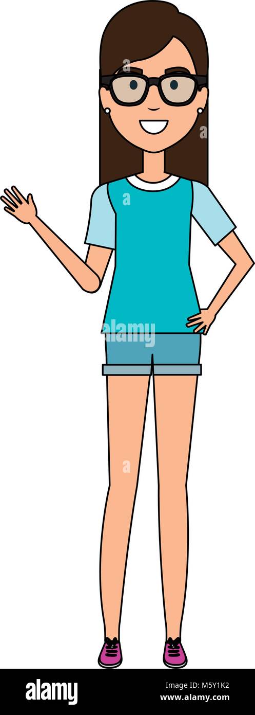 beautiful and young woman with glasses character Stock Vector Image ...