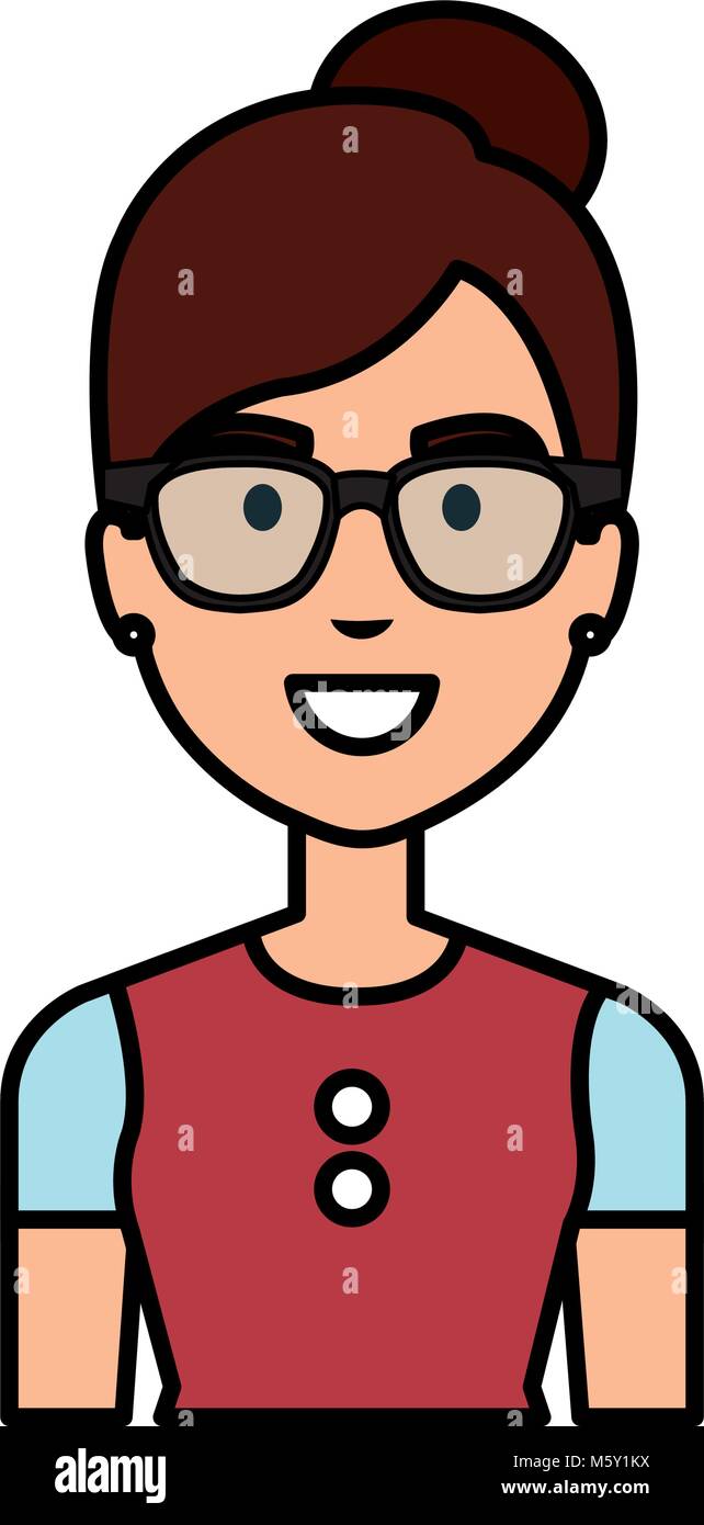 beautiful and young woman with glasses character Stock Vector Image ...