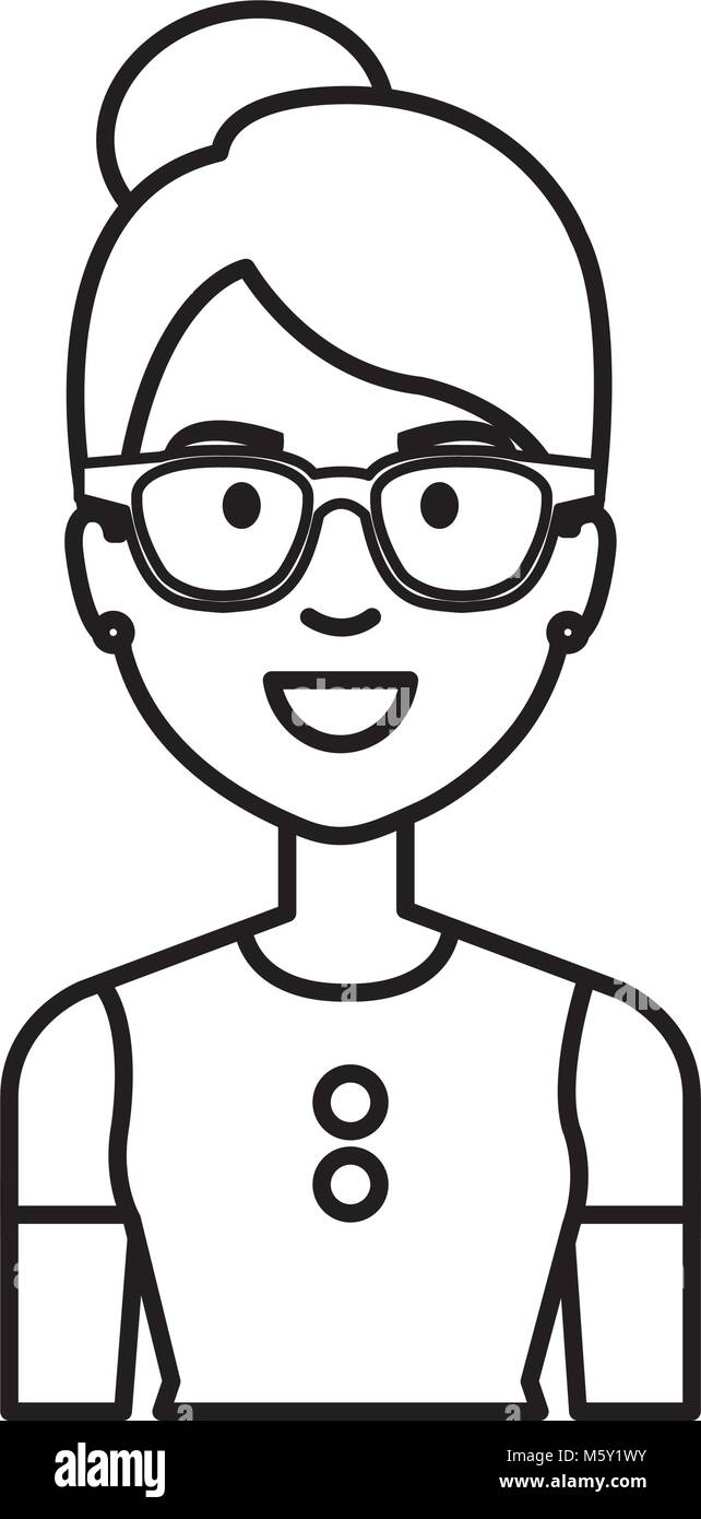 beautiful and young woman with glasses character Stock Vector Image ...