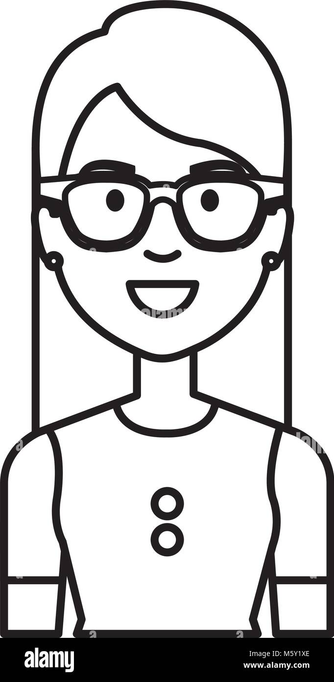 beautiful and young woman with glasses character Stock Vector Image ...