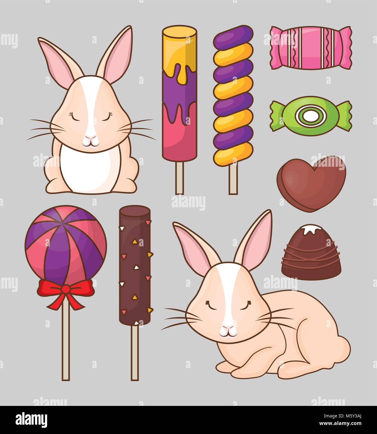Cute rabbits and candies design Stock Vector Image & Art - Alamy