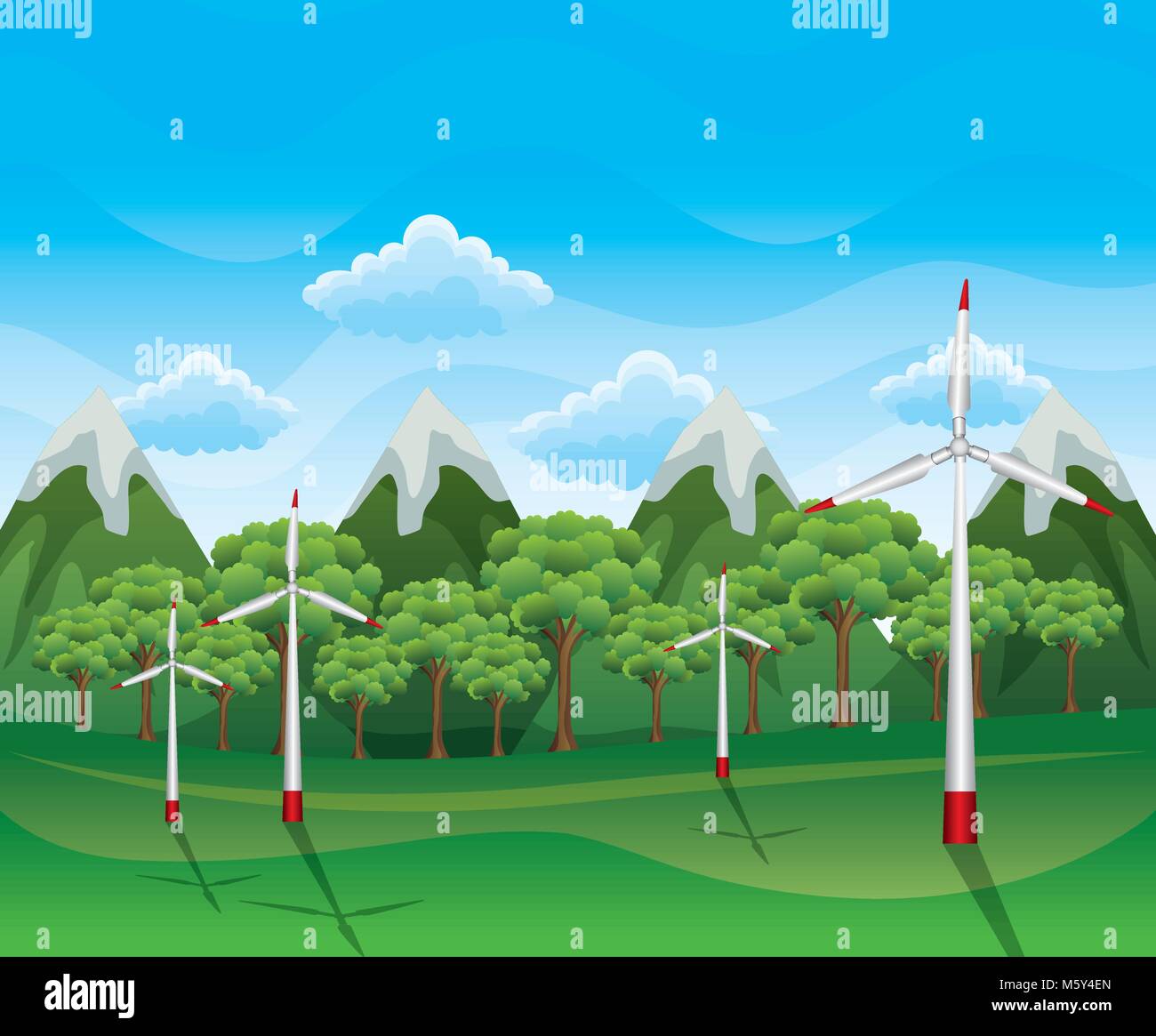 renewable energy source wind turbine landscape Stock Vector Image & Art ...