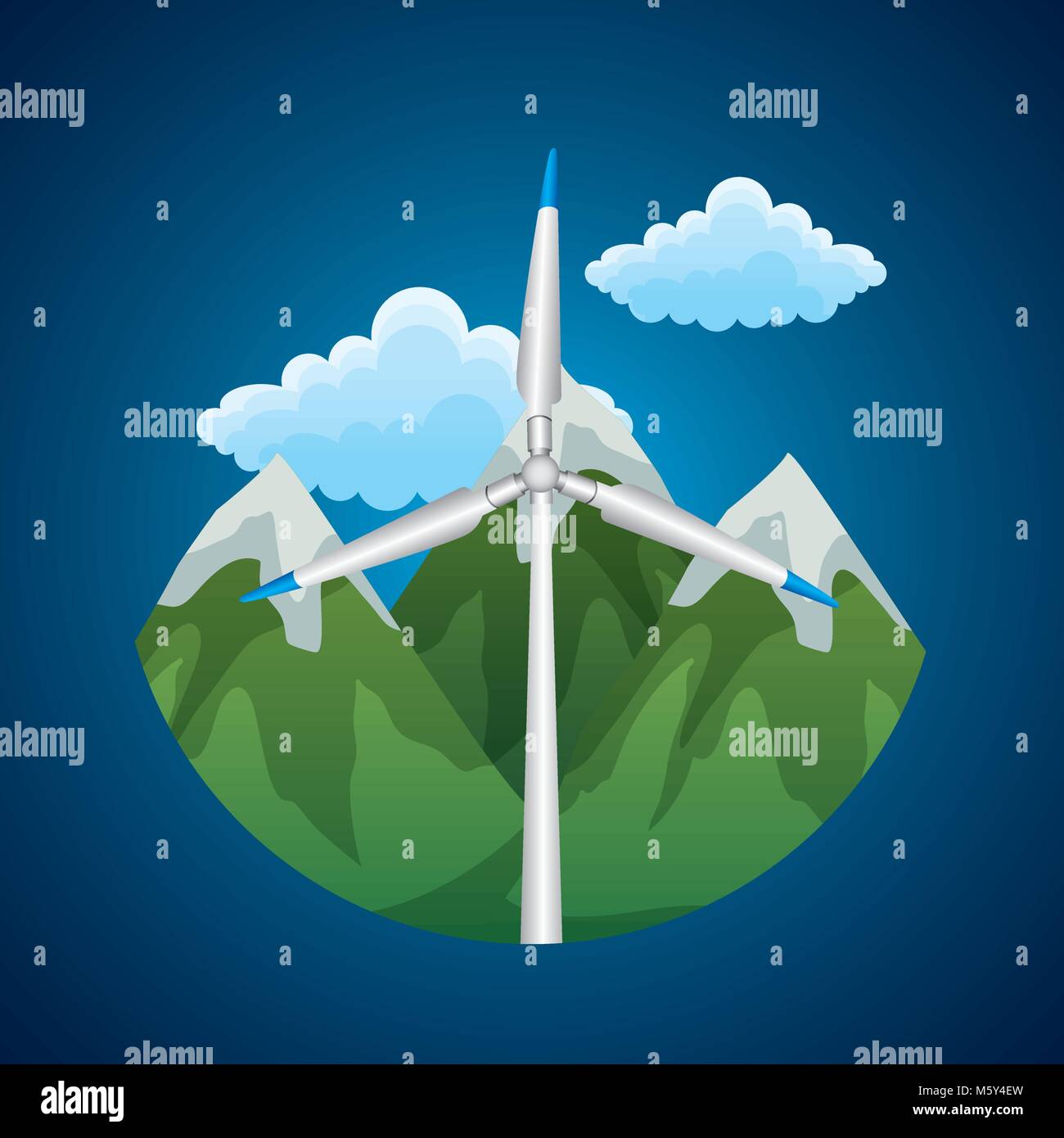 renewable energy source wind turbine peak landscape Stock Vector Image ...