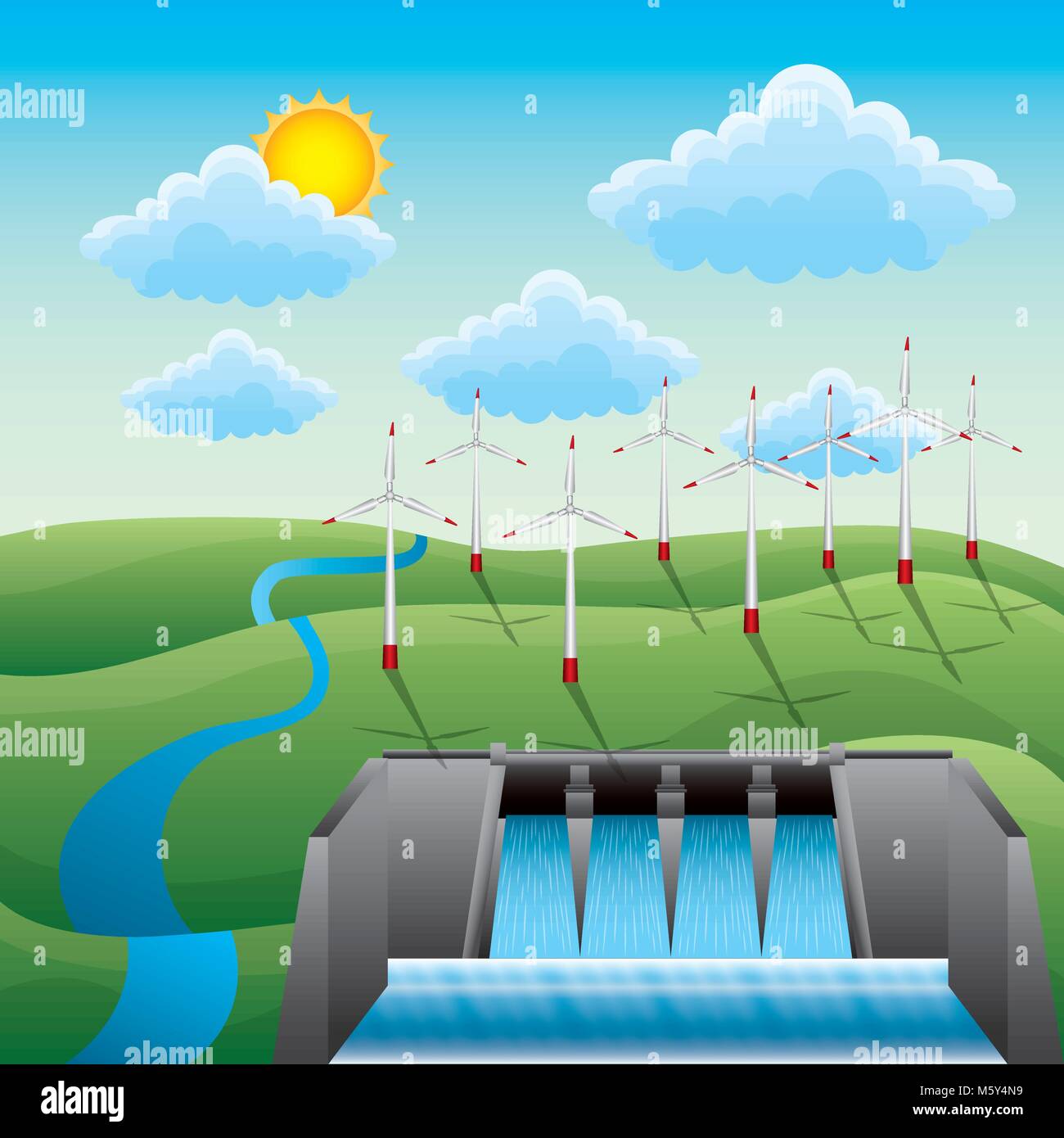 Generation of hydroelectricity Stock Vector Images - Alamy