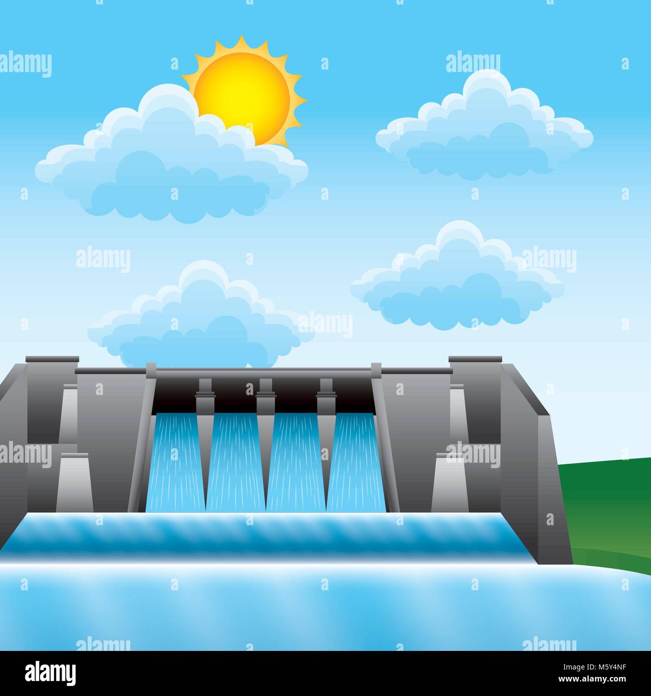 hydroelectric water power dam generating renewable electricity Stock