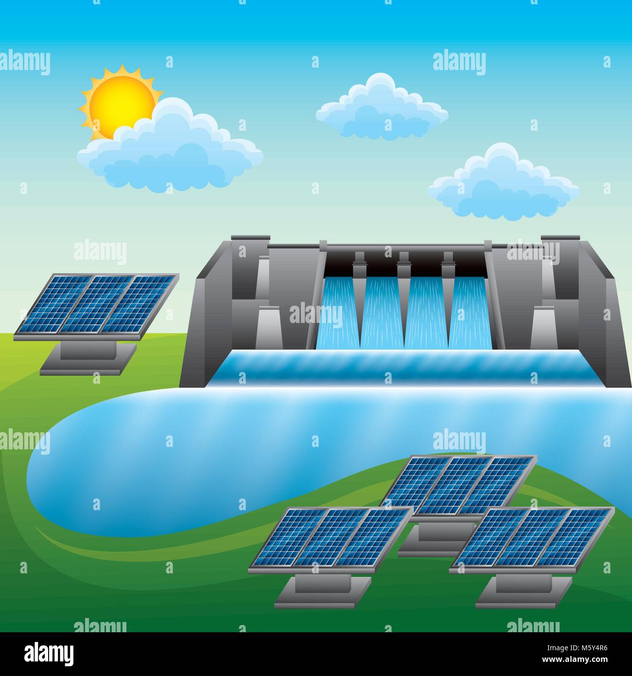 Hydroelectric plant efficiency Stock Vector Images - Alamy