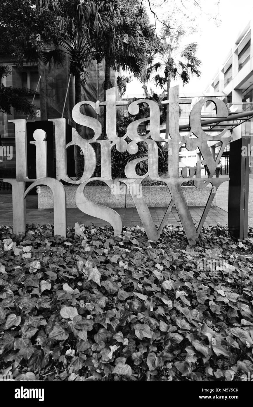 in  australia   sidney the antique sign of state library in the pederastian zone Stock Photo