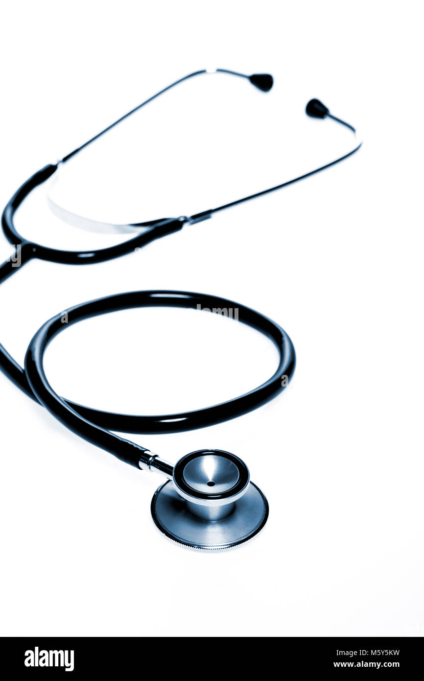 Stethoscope in the shape of heart beat on white background Stock Photo ...