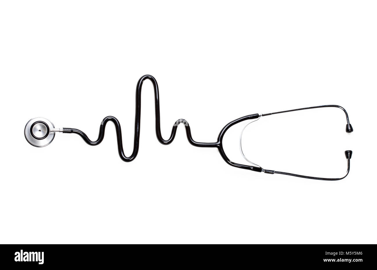 Stethoscope in the shape of heart beat isolated on a white background ...